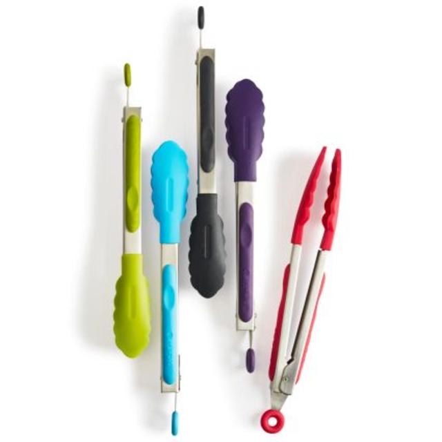 Sur La Table Silicone-Tipped Stainless Steel Locking Tongs, 9"