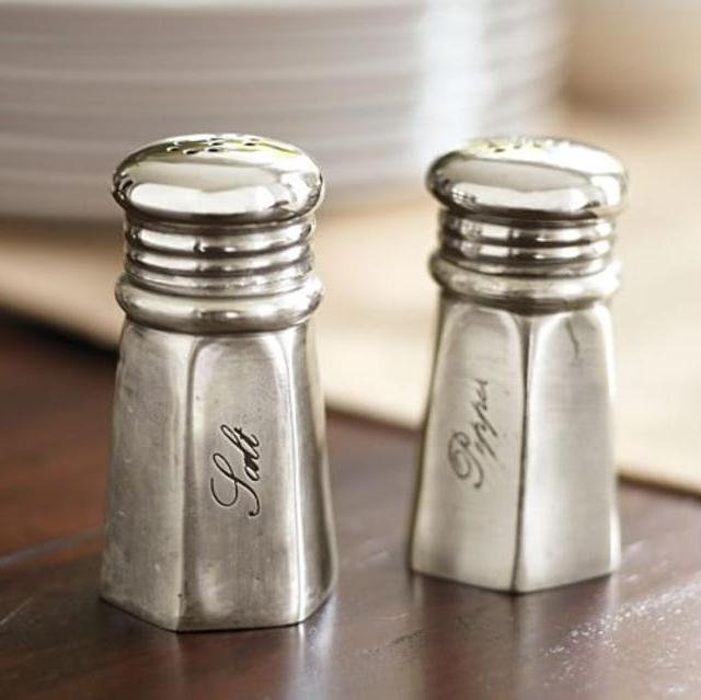 Antique Silver Sentiment Salt & Pepper Shakers