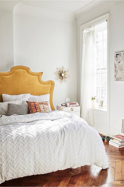 Textured Chevron Duvet Queen in White