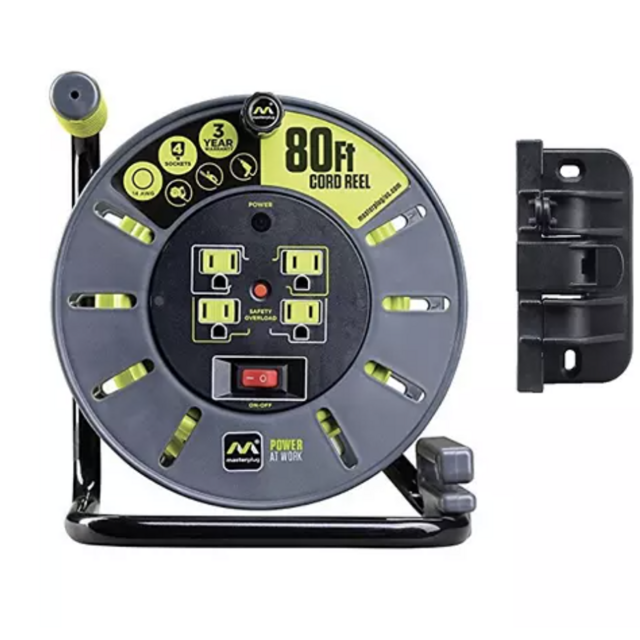 Masterplug Extension Cord Reel — 80ft.L, 14 Ga., Model# OLA801114G4SL-US