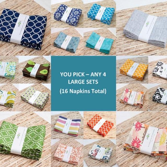 Eco-Friendly Cotton Cloth Reusable Large Napkins - Set of 16