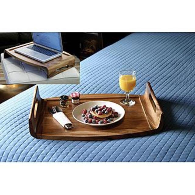 Lipper International Reversible Acacia Wood Serving/Bed Tray
