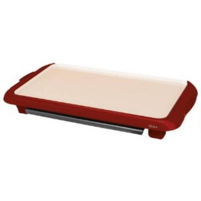 Oster CKSTGRFM18MR-ECO DuraCeramic Griddle with Warming Tray, Candy Apple Red