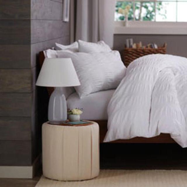 Pinzon Seersucker Duvet Cover Set, Full/Queen, White