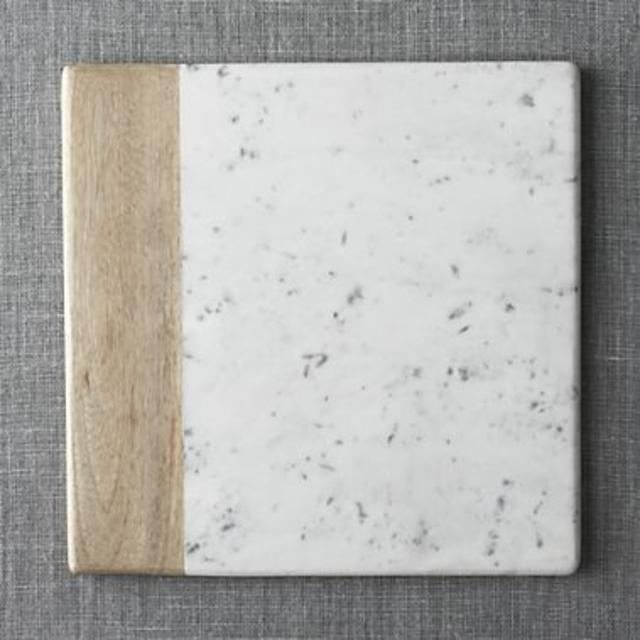 Wood Marble Square Platter