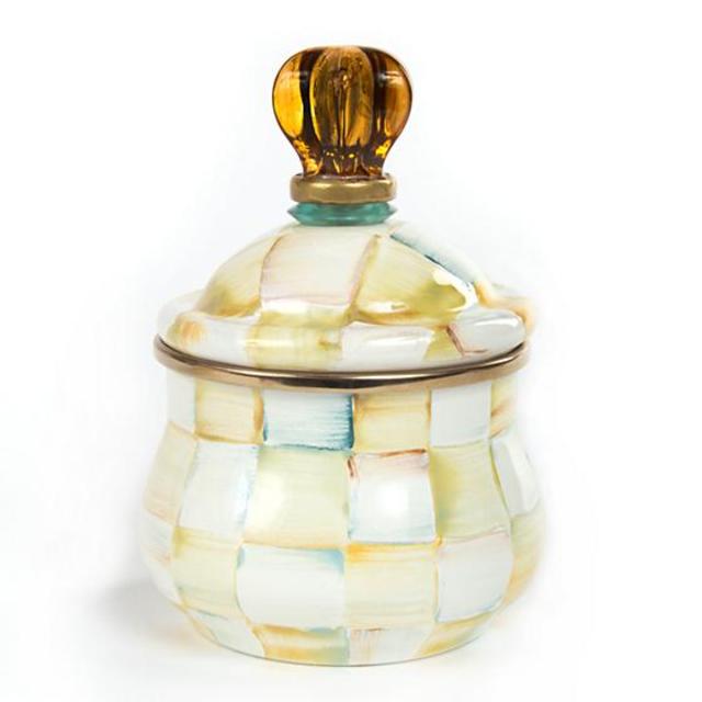 Parchment Check Enamel Lidded Sugar Bowl