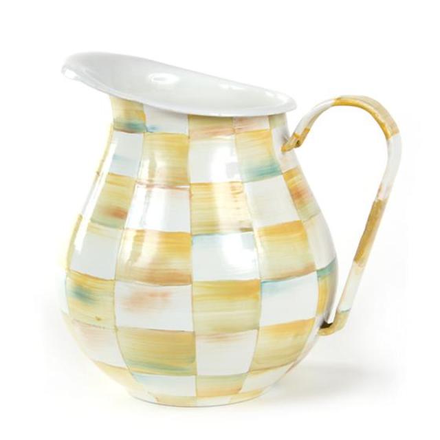 Parchment Check Enamel Pitcher