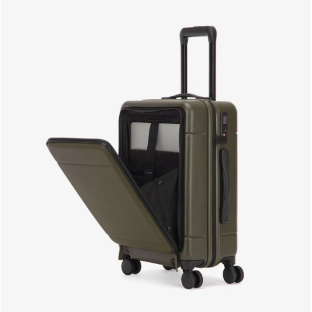 Hue Carry-On Luggage with Hardshell Pocket - in "Moss"