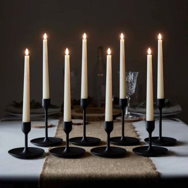 TruGlow Ivory Wax Taper Flameless Candles (Set of 8)