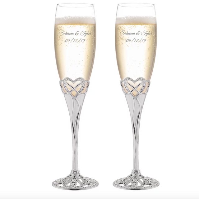 Things Remembered Personalized Infinity Heart Champagne Flutes