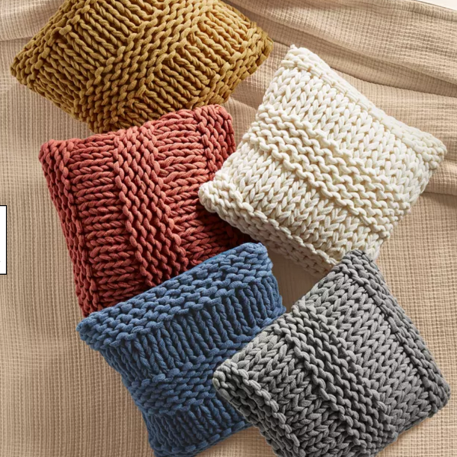 Oake Chunky Knit Decorative Pillows, 18" x 18", Navy, Set of 2