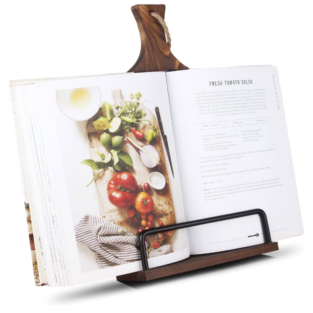 Wood Cookbook Stand Adjustable Recipe Book