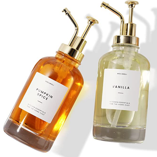 MoliMoli Coffee Syrup Dispenser for Coffee Bar, Set of 2, Gold