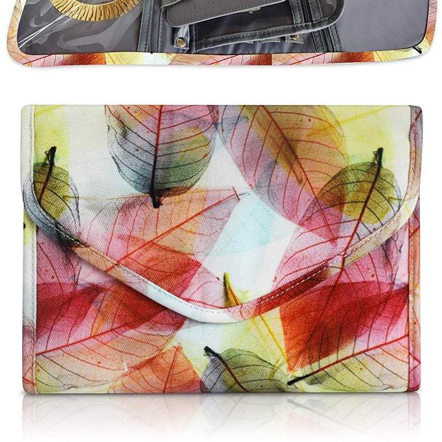 Brelox Travel Jewelry Organizer Case Bag Holder - Jewelry Storage Carring Cases for Earrings, Necklaces, Rings, Bracelets - Free Polishing Cloth Included (Multi-Color Leaves)