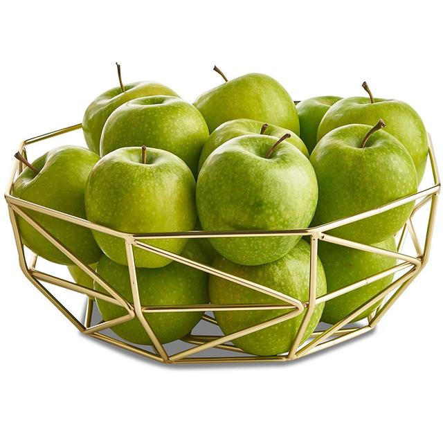 VonShef Gold Geo Fruit Bowl for Kitchen Countertops, Stainless Steel Wire Frame Basket, FDA Approved For Food Use, 10 x 4 Inches