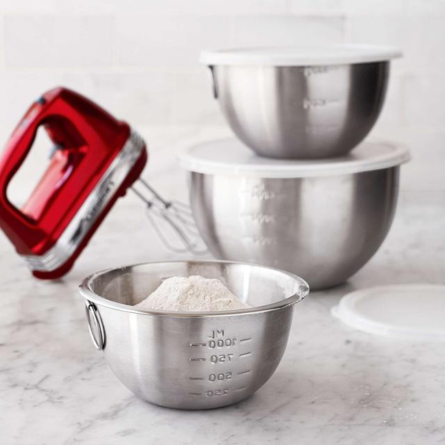 Stainless Steel Mixing Bowls with Lids, Set of 3