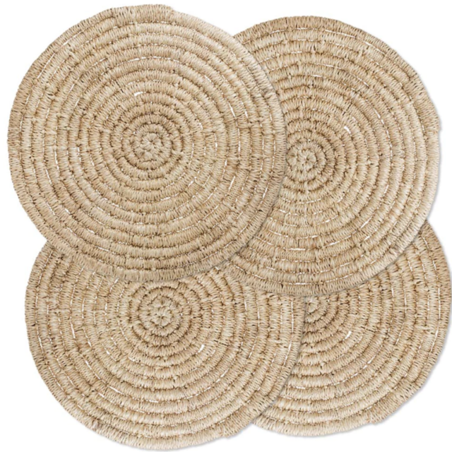 Natural Woven Abaca Round Placemat, 15" (Set of 4)