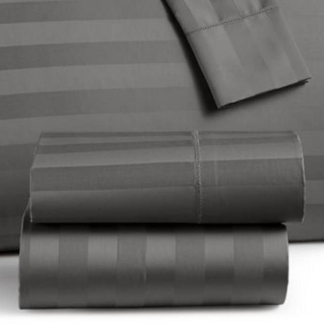 Charter Club Damask 1.5" Stripe 100% Supima Cotton 550 Thread Count 4 Pc. Sheet Set, Queen, Created for Macy's