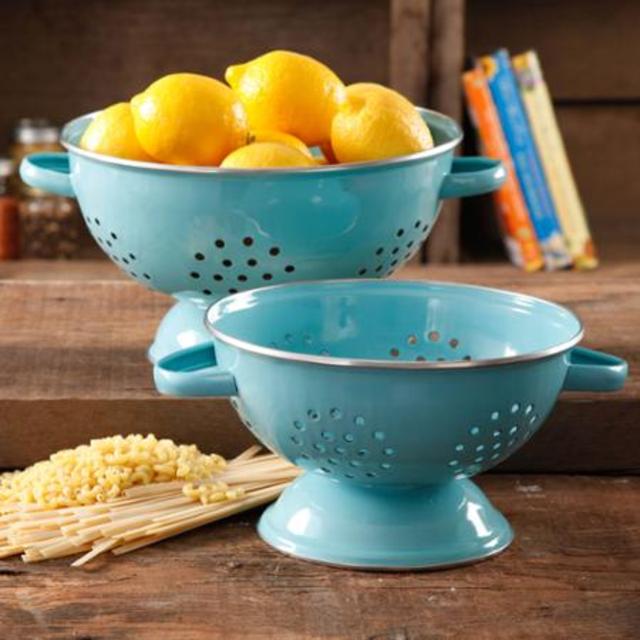 The Pioneer Woman Flea Market 2-Pack Metal Colander, 3-Quart and 5-Quart