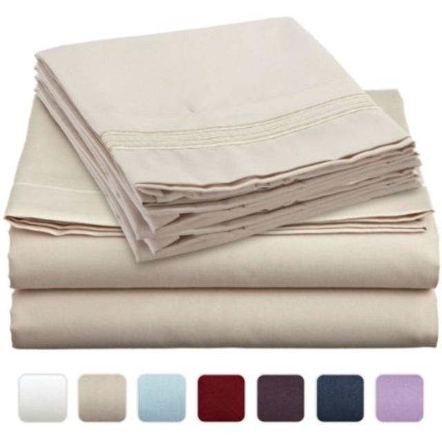 #1 Bed Sheet Set on Amazon - Super Silky Soft - SALE - HIGHEST QUALITY 100% Brushed Microfiber 1800 Bedding Collections - Wrinkle, Fade, Stain Resistant - Hypoallergenic - Deep Pockets - Luxury Fitted & Flat Sheets, Pillowcases - Best For Bedroom, Guest Room, Childrens Room, RV, Vacation Home, Bed in a Bag Addition - LIFETIME MONEY BACK GUARANTEE - Mellanni (King, Beige)