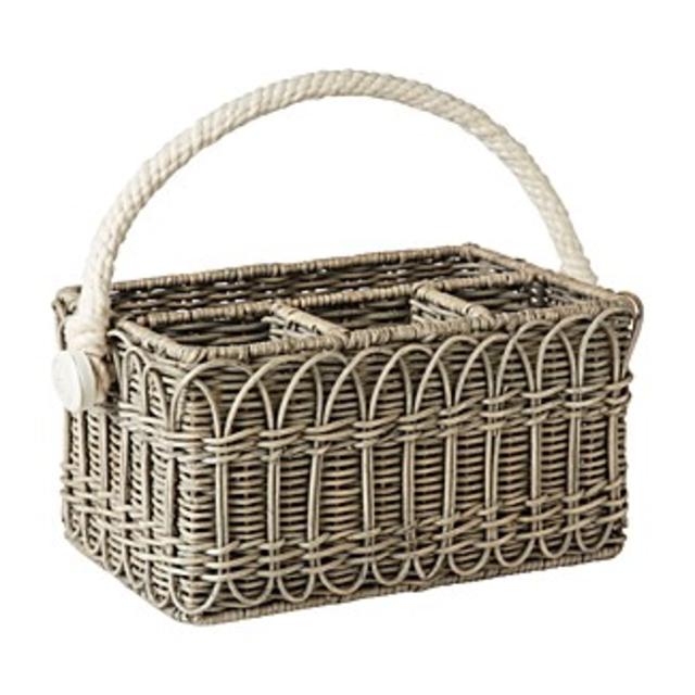 JuliskaWaveney Wicker Utensil Caddy, Gray