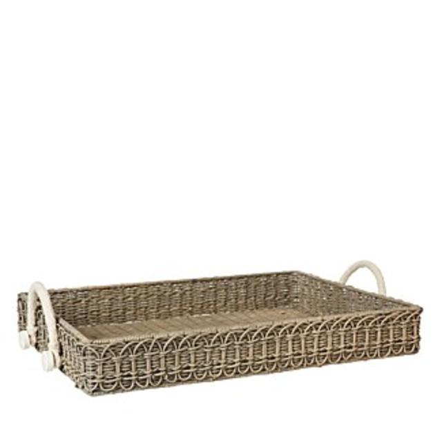 JuliskaWaveney Wicker Rectangular Tray, Gray