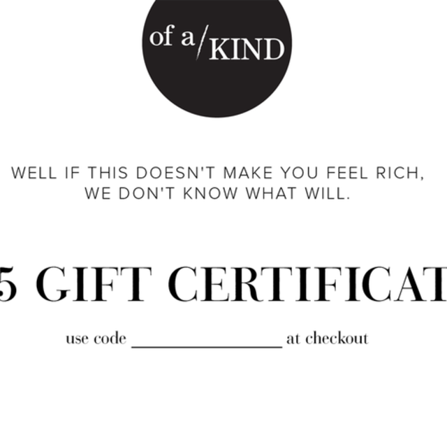 One of a Kind Gift Certificate