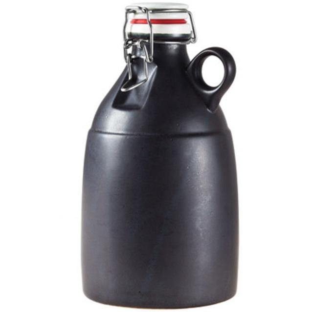Handmade Ceramic Growler With Loop (Black)