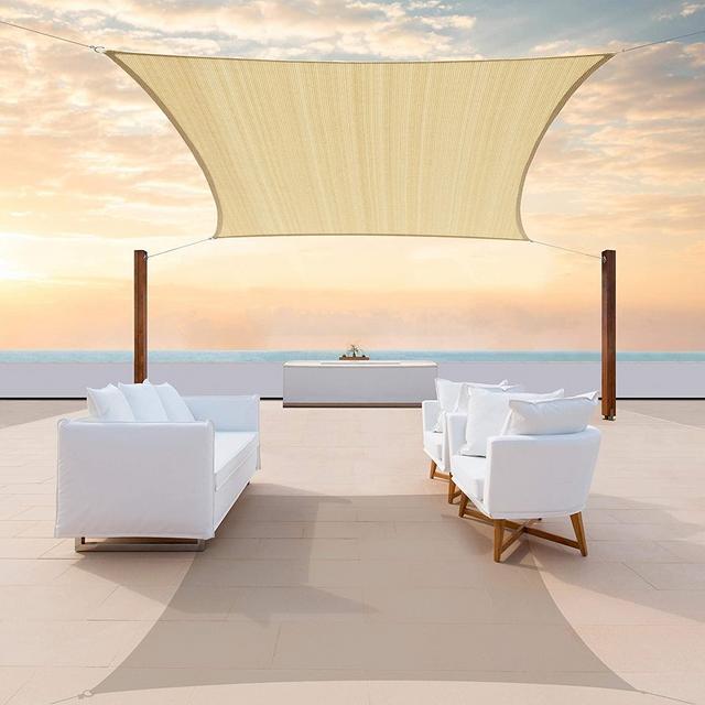 ColourTree Custom Size 10' x 16' Beige Sun Shade Sail Canopy