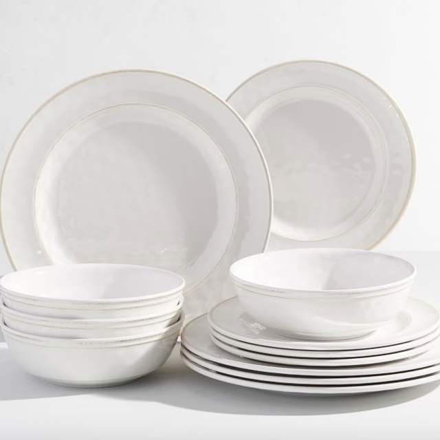 Cabana Melamine, 12 Piece Dinnerware Set - STONE