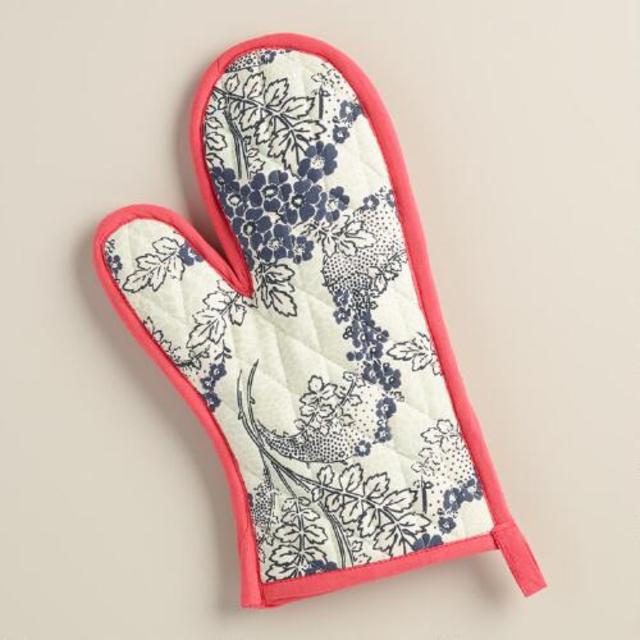 Mint and Coral Floral Mathilda Oven Mitt