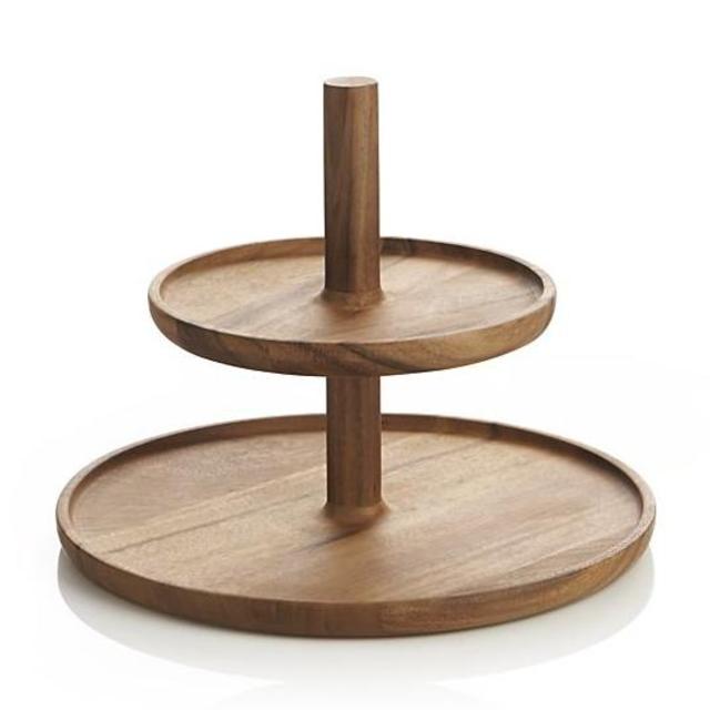 2-Piece Acacia Stacking Platter Set