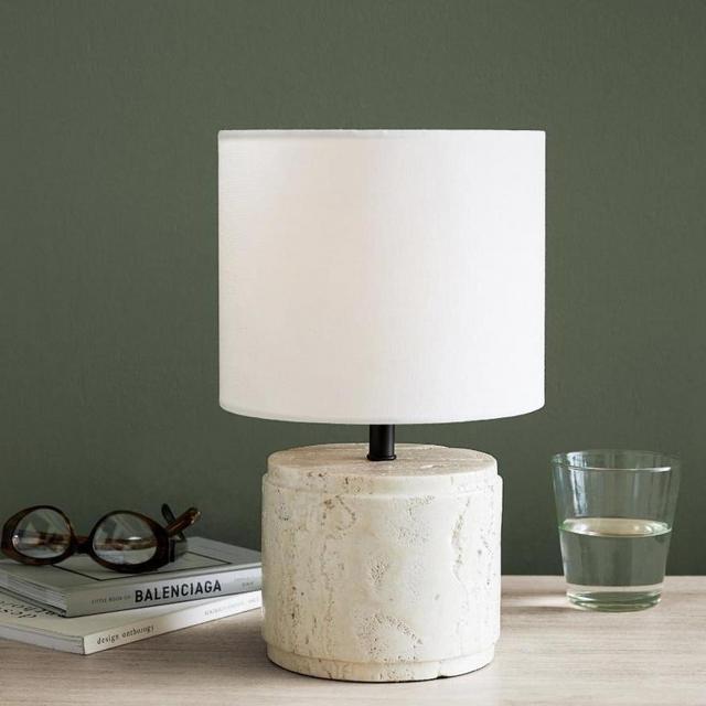 Damen Petite Travertine Table Lamp