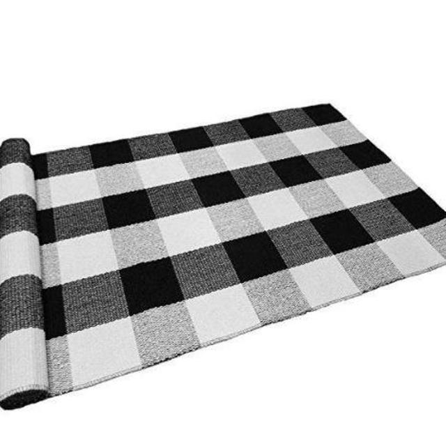 Levinis Black and White Plaid Porch Rug