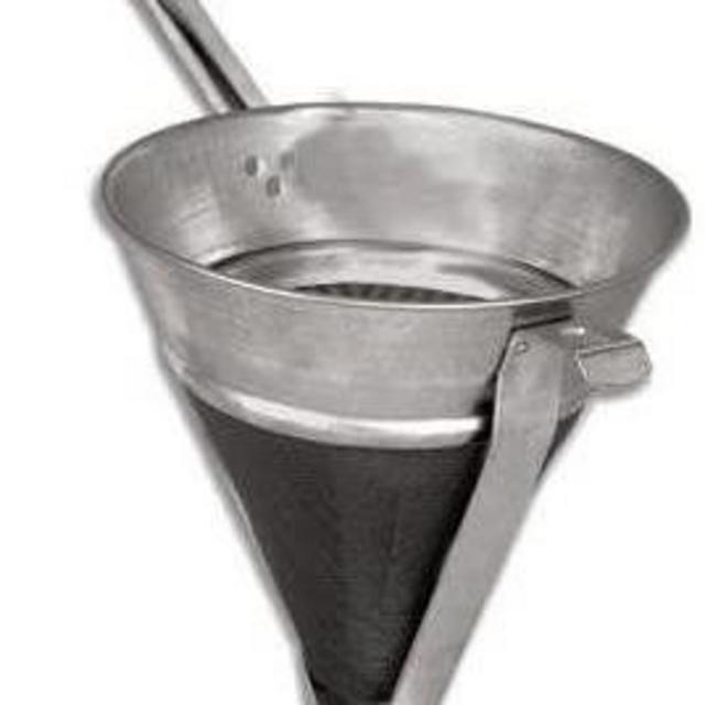 Royal Industries Bouillon Strainer Tin Plated, 8'', Stainless Steel, Commercial Grade
