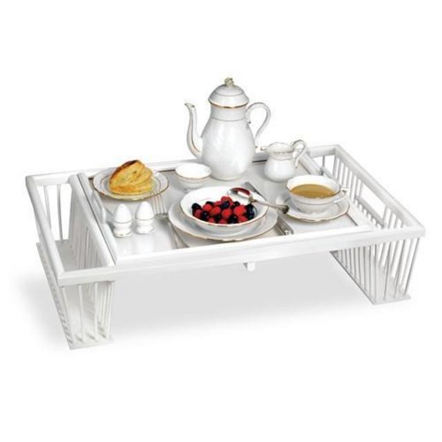 Breakfast Bed Tray with Reading Rack, White