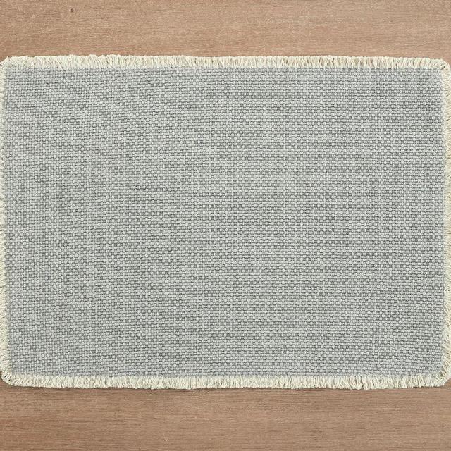 Handwoven Cotton Fringe Placemats - Color: DUSTY BLUE