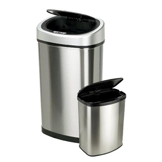 Nine Stars 13.2 & 2.1-Gallon Touchless Automatic Motion Sensor Trash Can, Set of 2