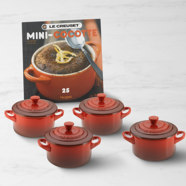 Le Creuset Stoneware Mini Cocottes with Cookbook, Set of 5
