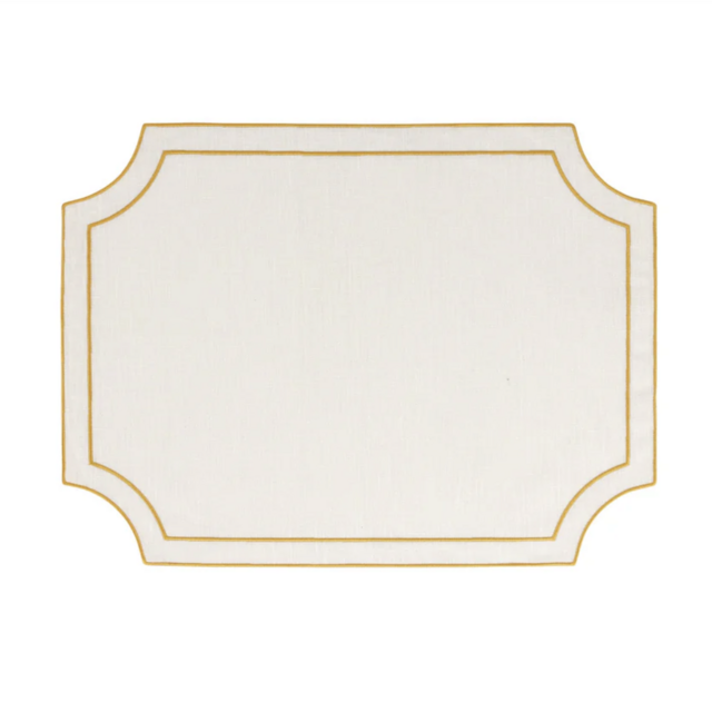 Vietri ,White Rectangular Placemats with Gold Stitching