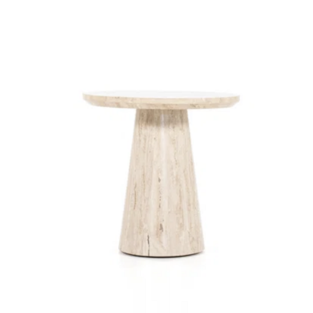 Aime End Travertine Table
