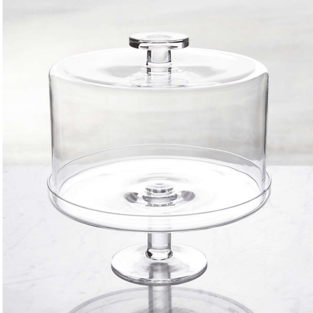 Footed Glass Pedestal Cake Stand with Dome