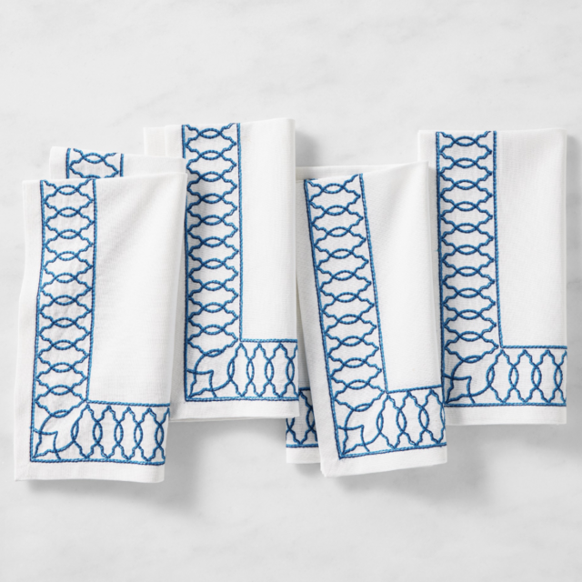 Embroidered Lattice Napkins (Set 8)
