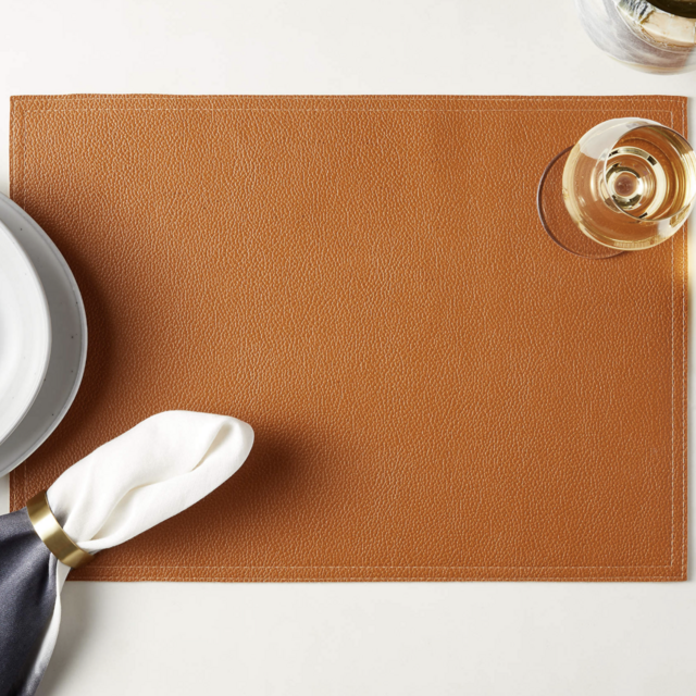 Saddle Faux Brown Leather Placemat (Set 12)