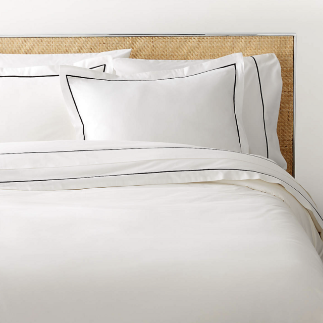 Marisal Organic Cotton 400 Thread Count Percale White And Black Duvet Cover And Pillow Shams
