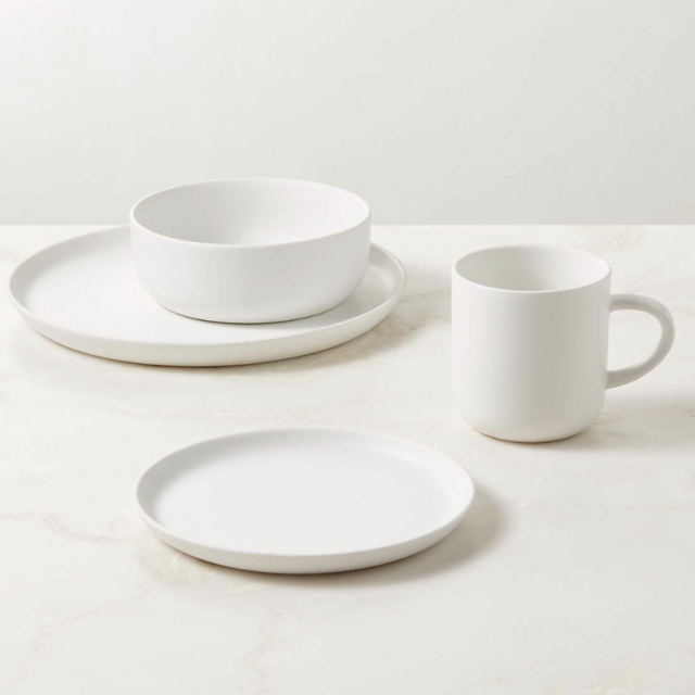 Mori Matte White Dinnerware Set With Soup Bowl (Set 12)