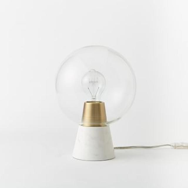Nova Table Lamp, Round, Antique Brass/Clear