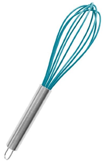 StarPack Premium Silicone Whisk with Heat Resistant Non-Stick Silicone + Bonus 101 Cooking Tips (Teal Blue)