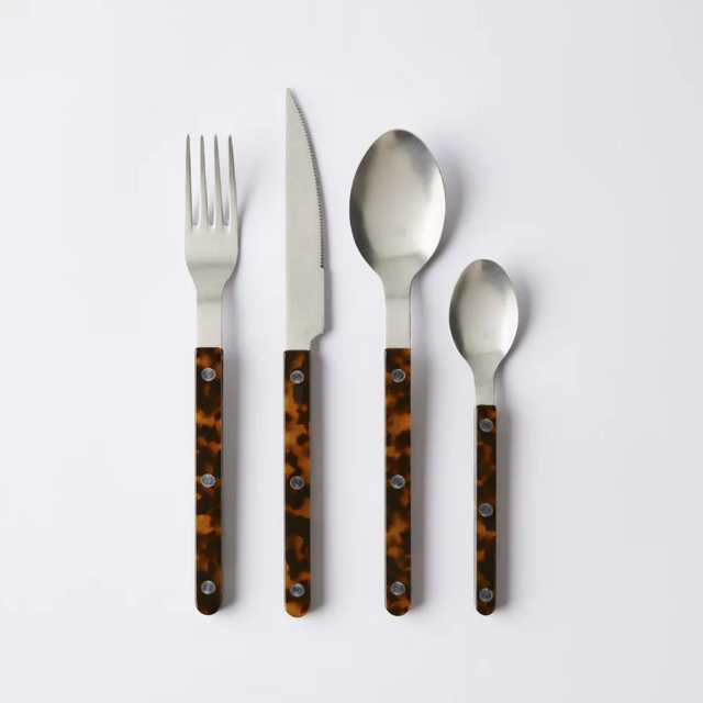 Sabre Bistrot Flatware Set, Antiqued Finish - Tortoise (Place Setting for 4, 16 Pieces Total)