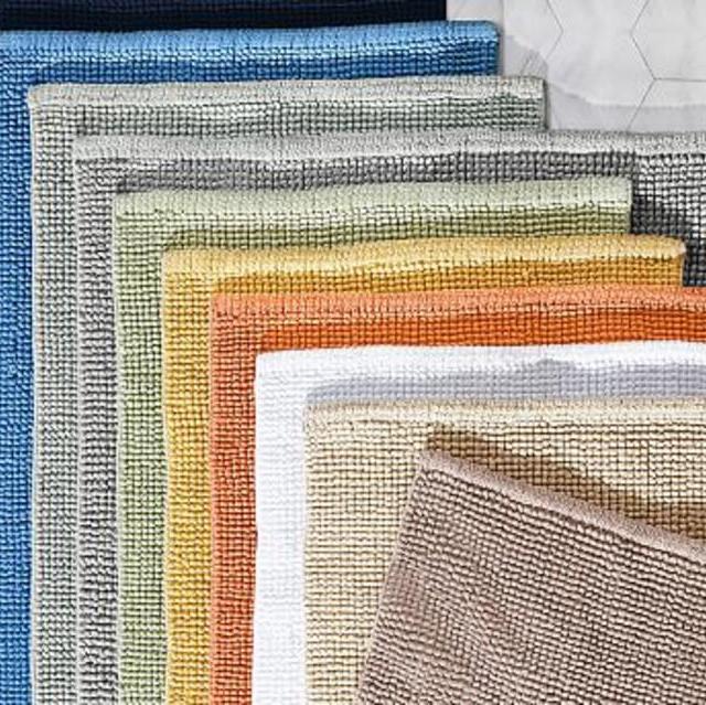 Textured Organic Bath Rug, 21 X 34" in White